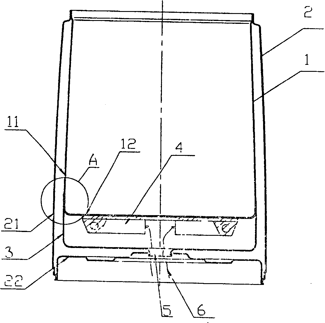 Glass liner structure of vacuum electric heating vessel