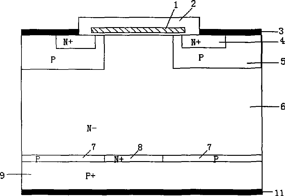 Tunnel IGBT with anode in short circuit