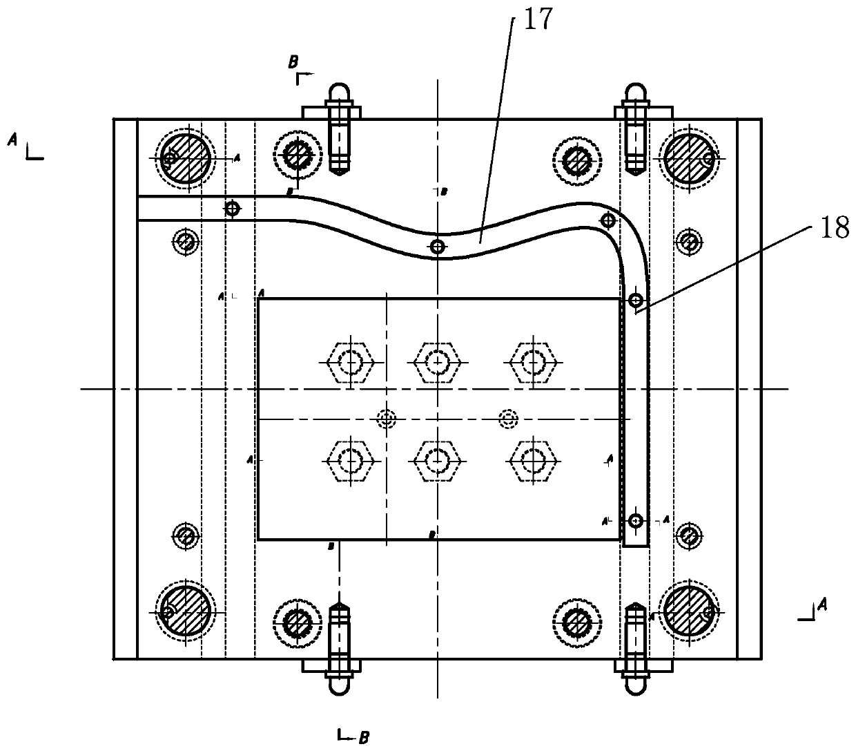 Casting device for aluminum alloy thin-walled piece water-cooled metal shell mould