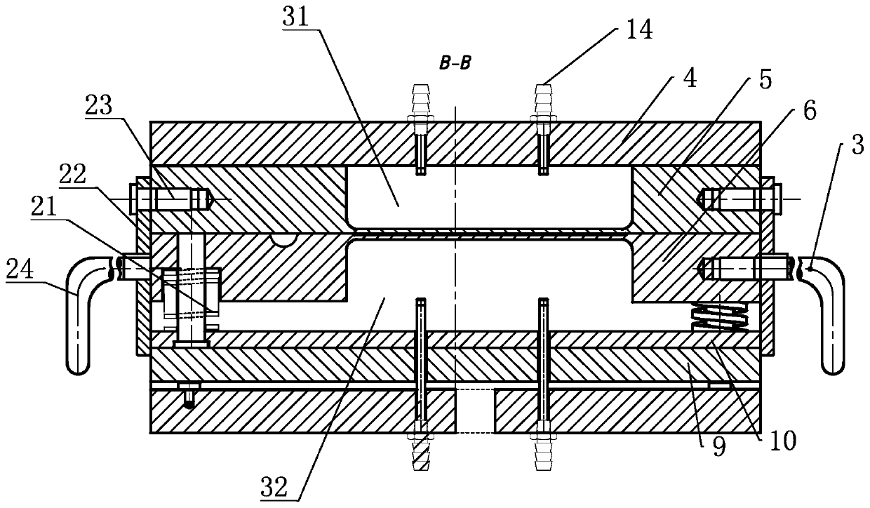 Casting device for aluminum alloy thin-walled piece water-cooled metal shell mould