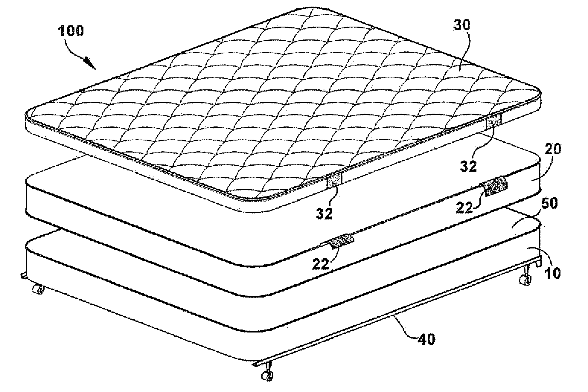 Mattress assembly with convertible topper