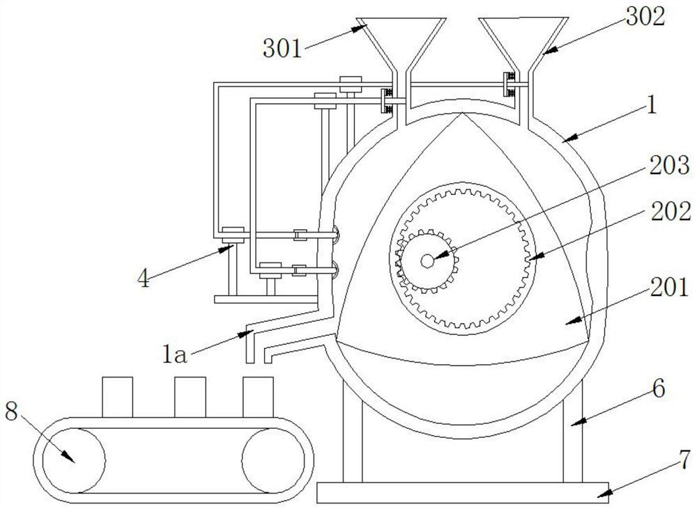 Quantitative granular solid mixing and grinding device