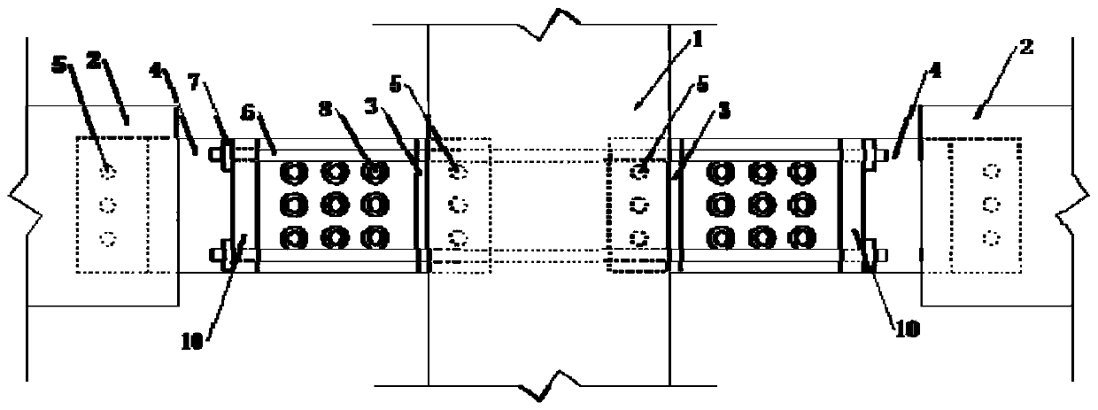 Beam hinge fabricated self-resetting friction connecting node structure and connecting method