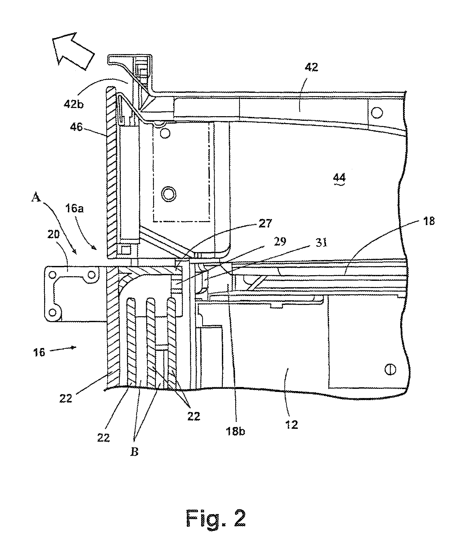 Built-in oven with an improved cooling system