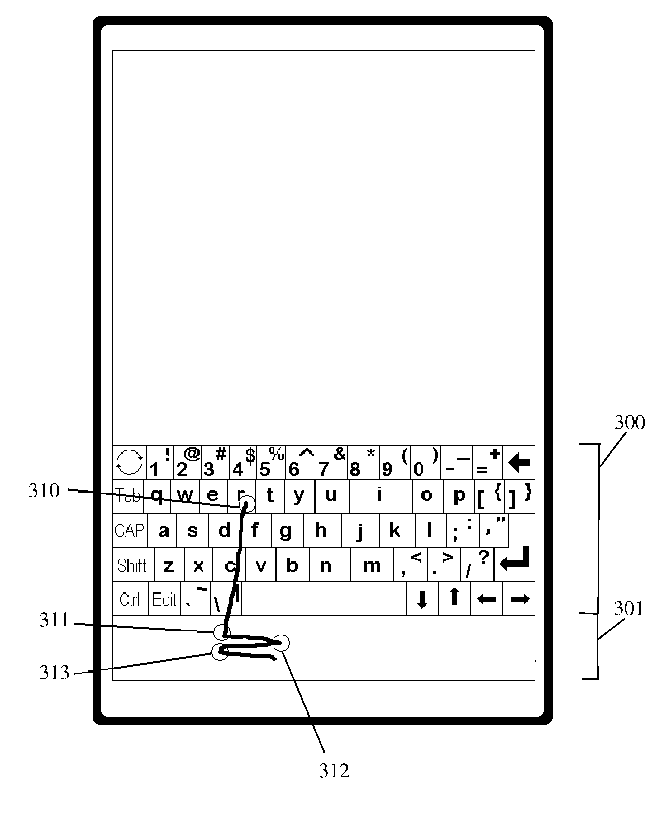 Gesture-based repetition of key activations on a virtual keyboard