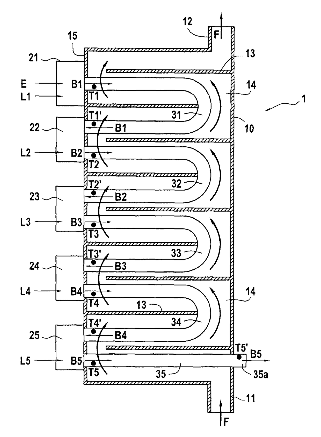 Device for heating a fluid