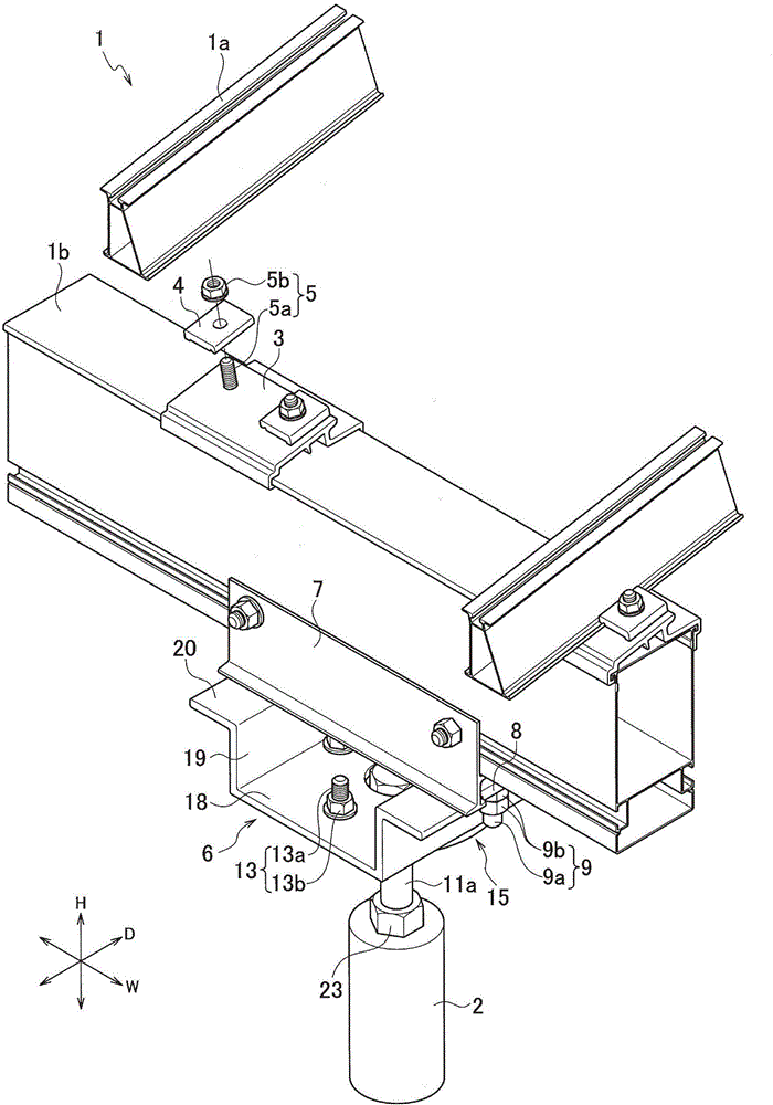 Spherical support component and solar panel stand fixing structure