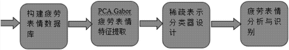 Fatigue expression identifying method based on Gabor feature and sparse representation