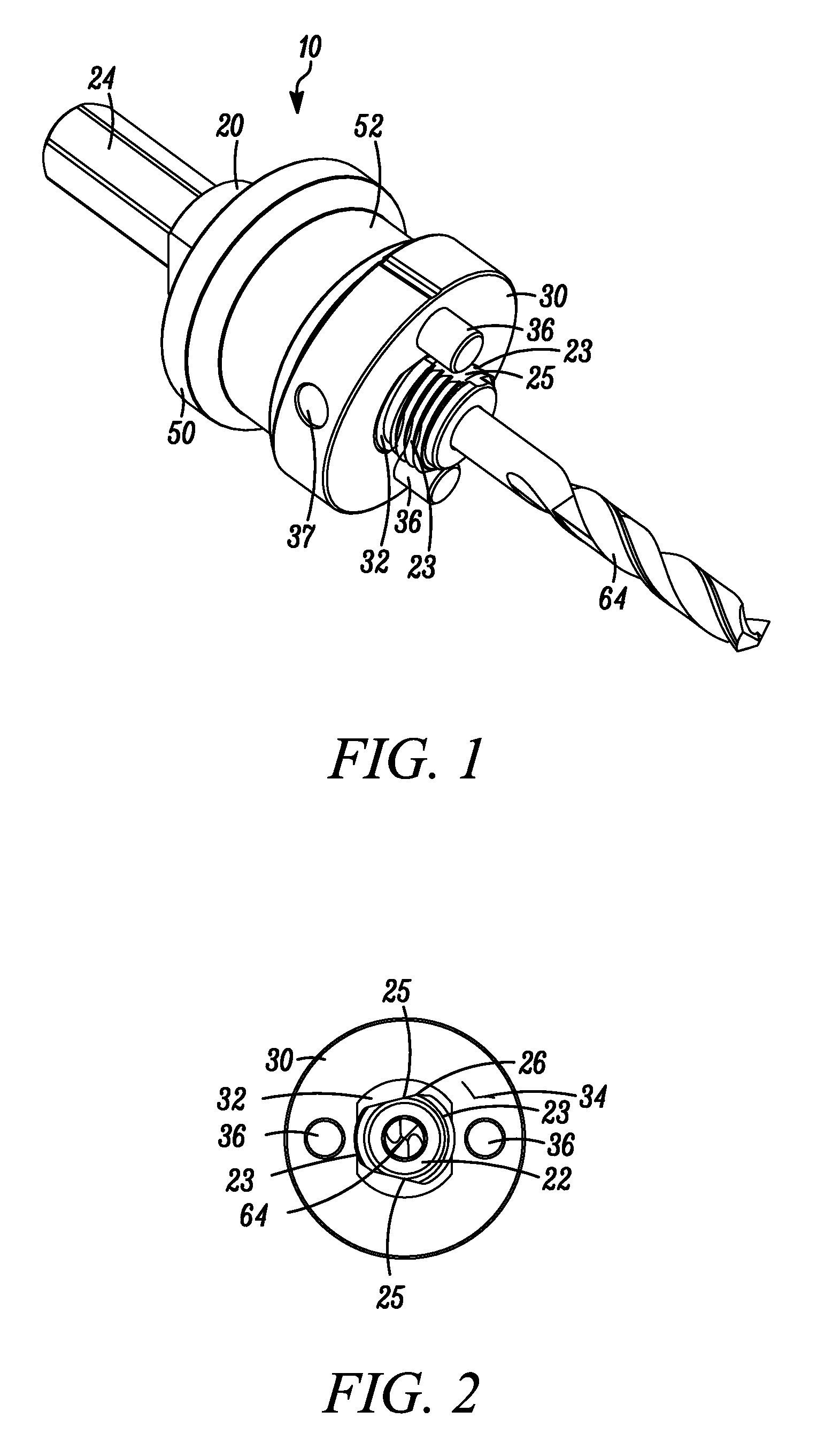 Quick change arbor, hole cutter, and method