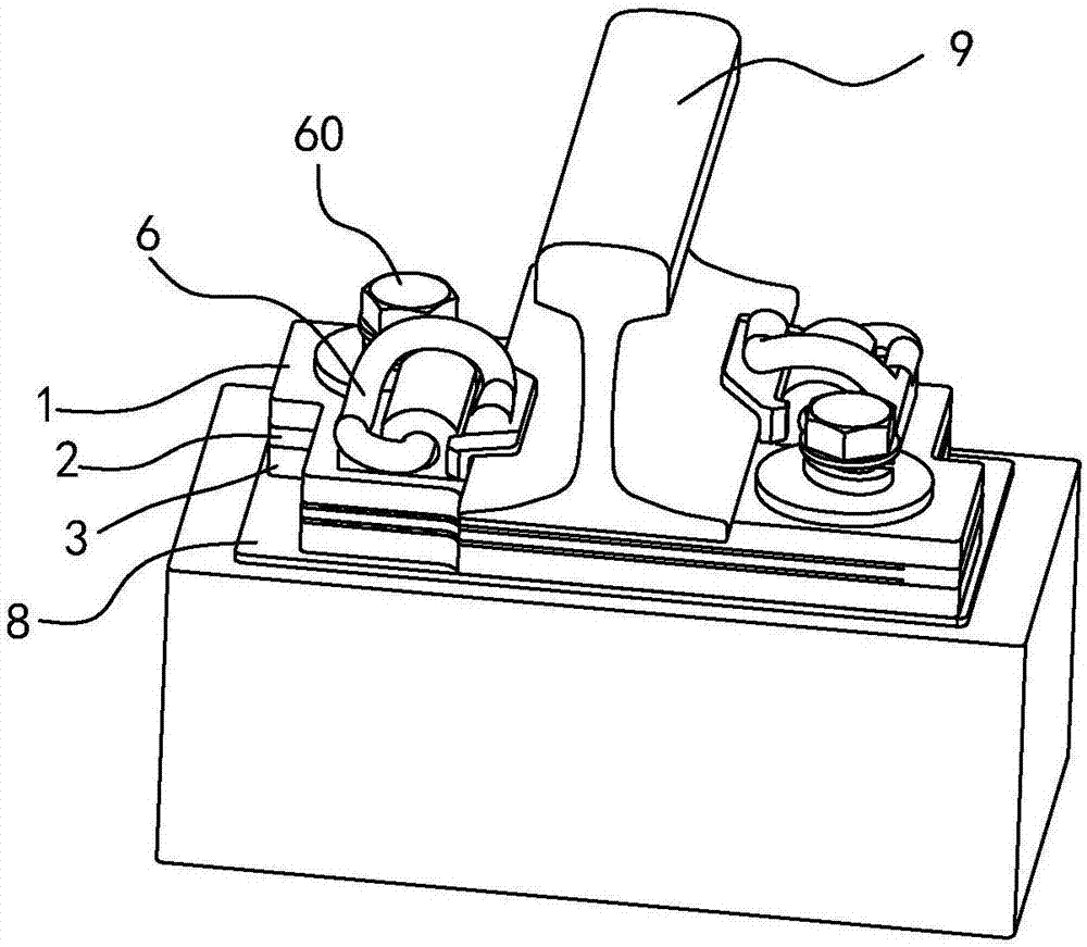 Upper locking type damping rail fastener