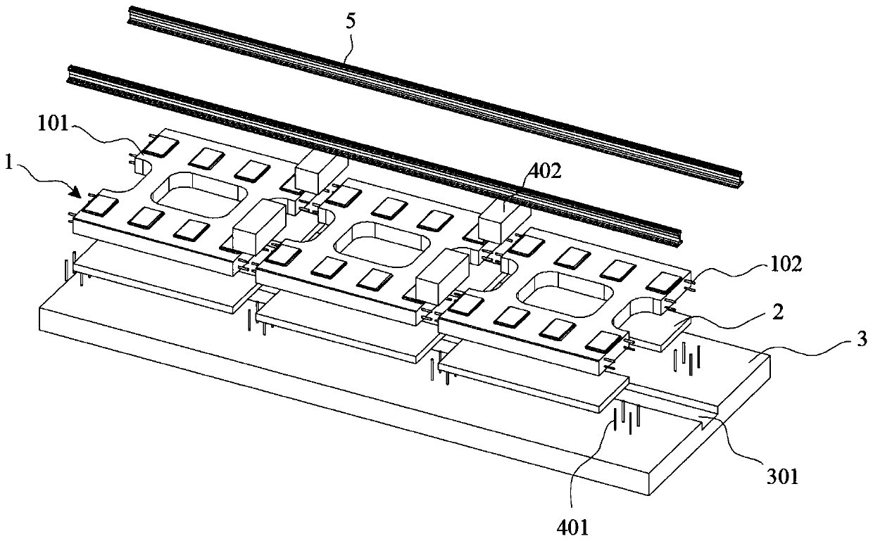 Assembled ballastless track structure and longitudinal connecting structure thereof