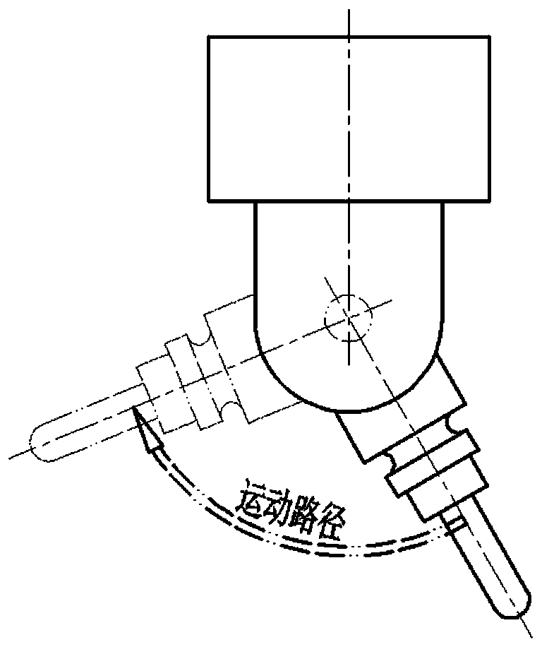 Method for achieving rotated tool center point function in four-shaft horizontal processing center by macroprogram