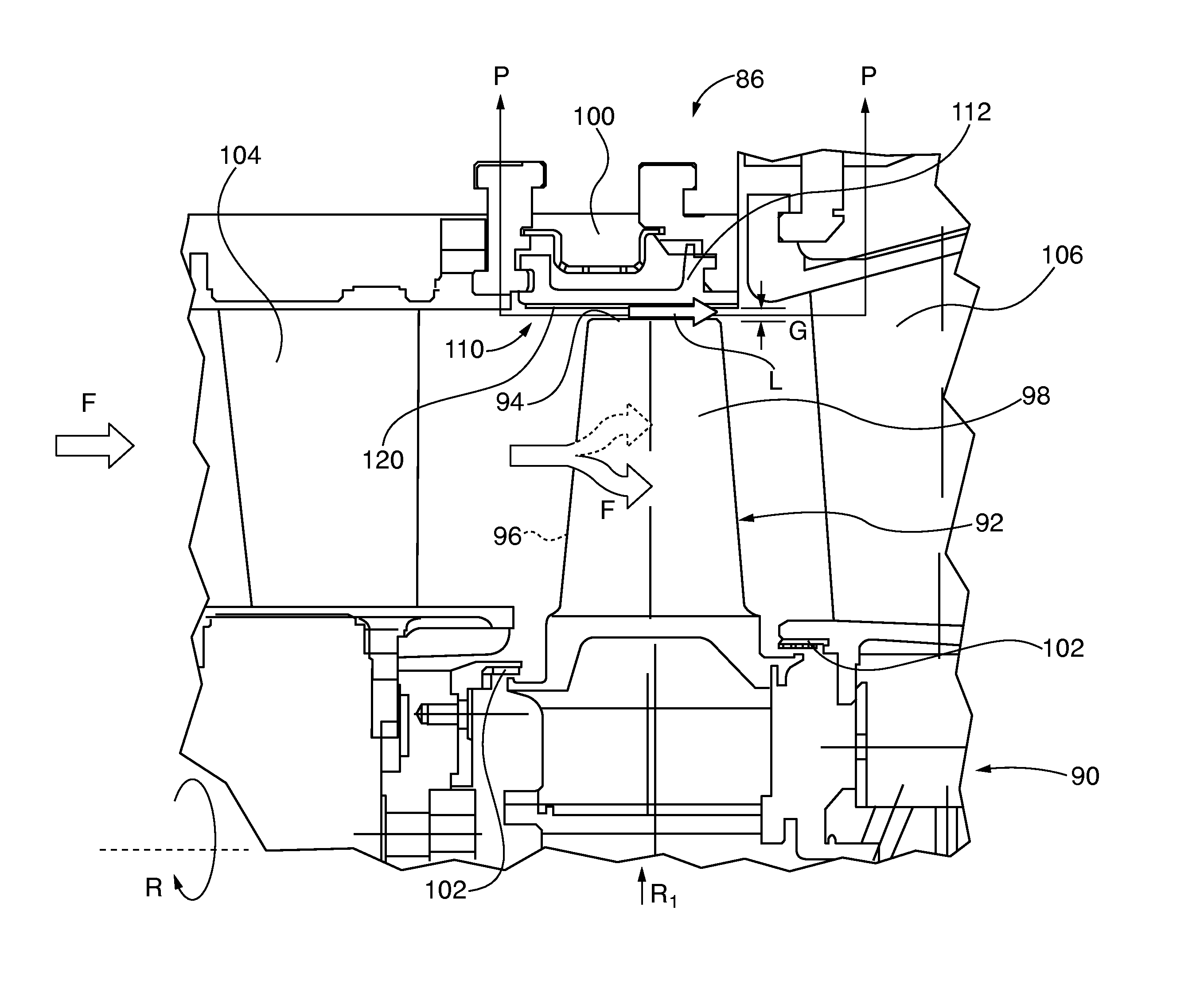 Turbine abradable layer with progressive wear zone terraced ridges