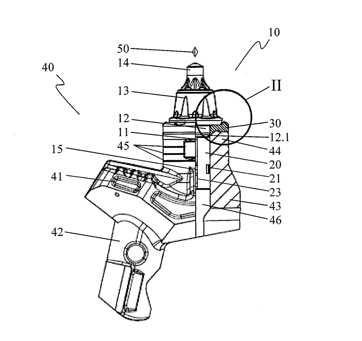 Pick having a supporting element with a centering extension