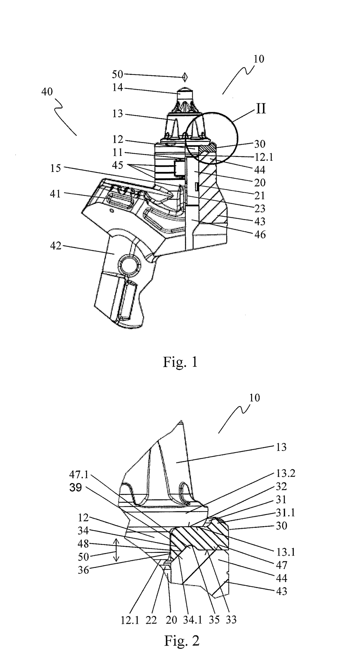 Pick having a supporting element with a centering extension