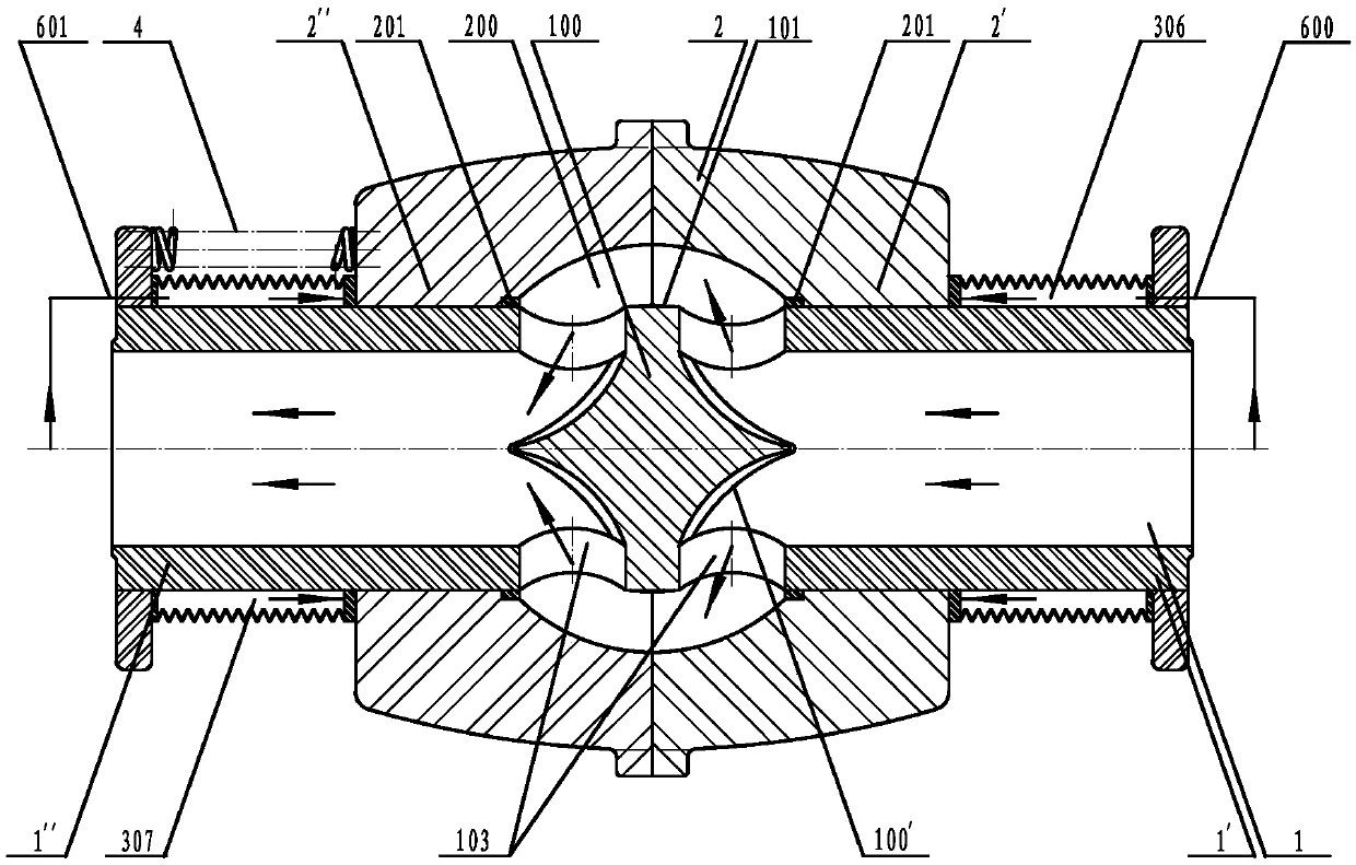 Core tube valve capable of achievingautomatic cutting duringbothway pipeline burst