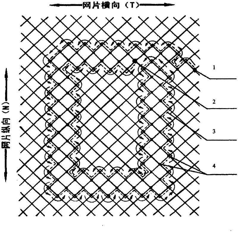 Reparing method of polyethylene twist netting for net box or purse net