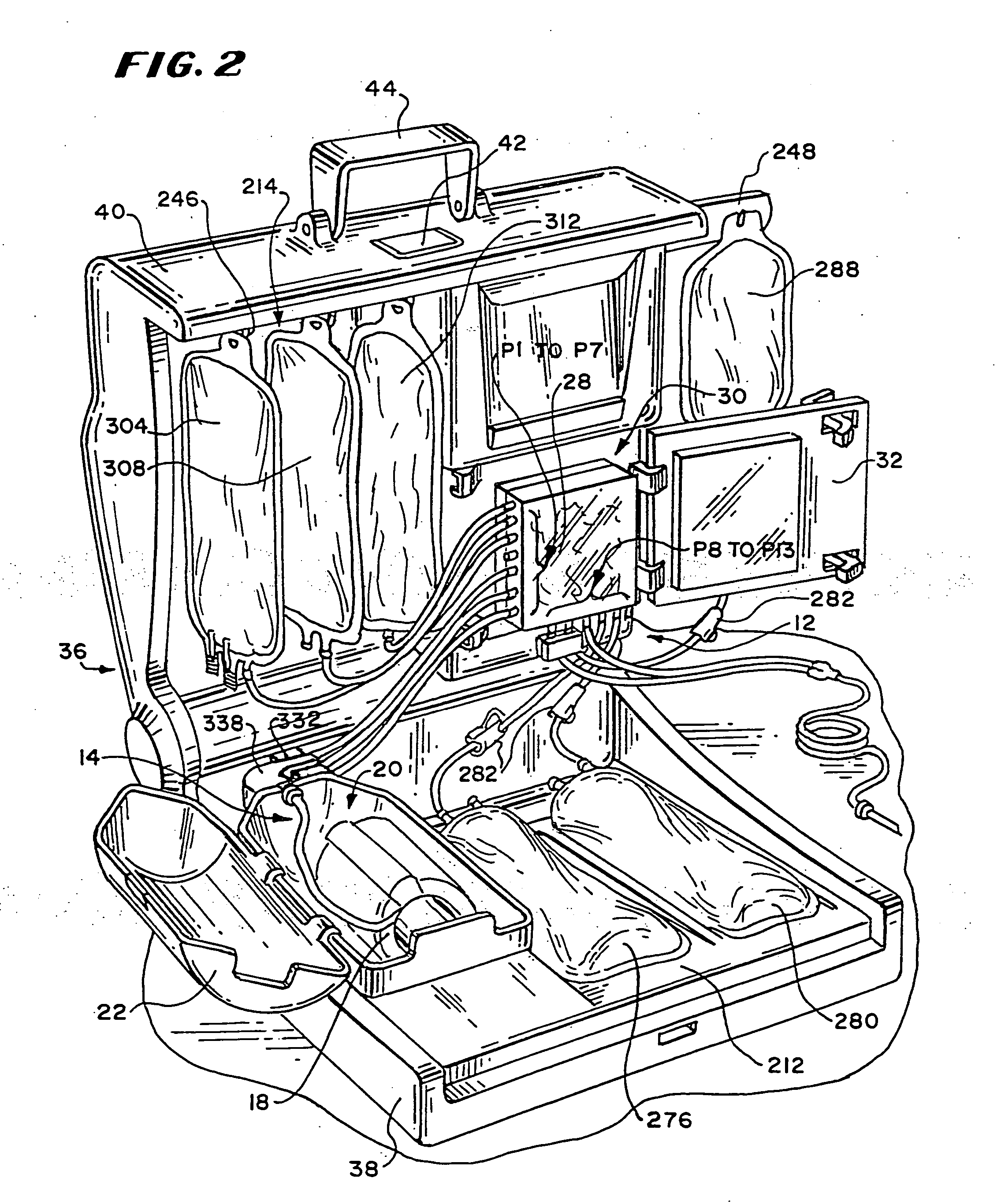 Blood processing systems with fluid flow cassette with a pressure actuated pump chamber and in-line air trap