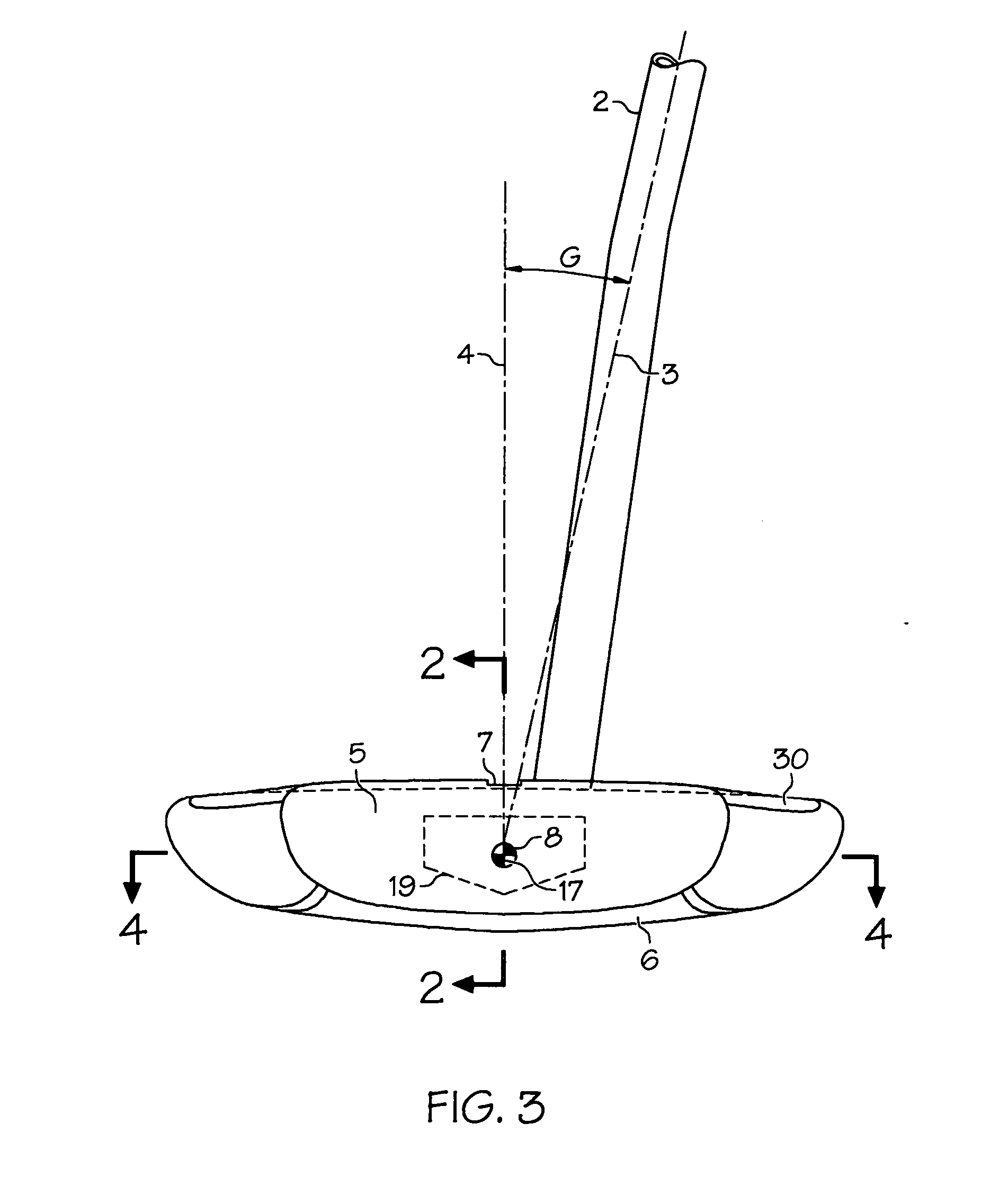 Golf putter with compensation for stroking errors