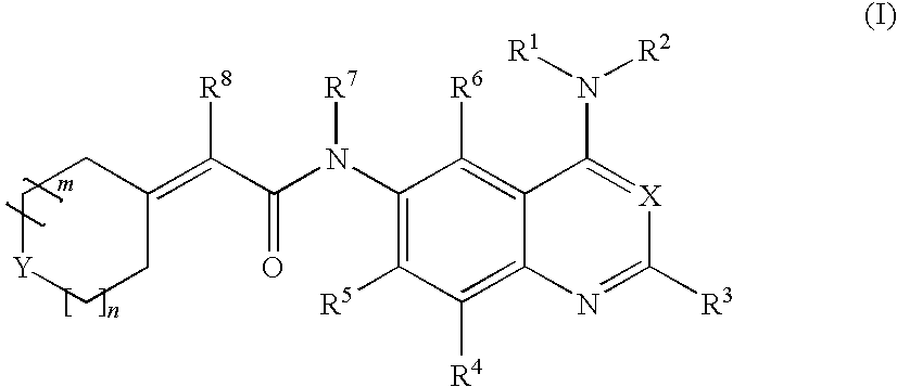 Quinazoline and quinoline derivatives as irreversibe protein tyrosine kinase inhibitors