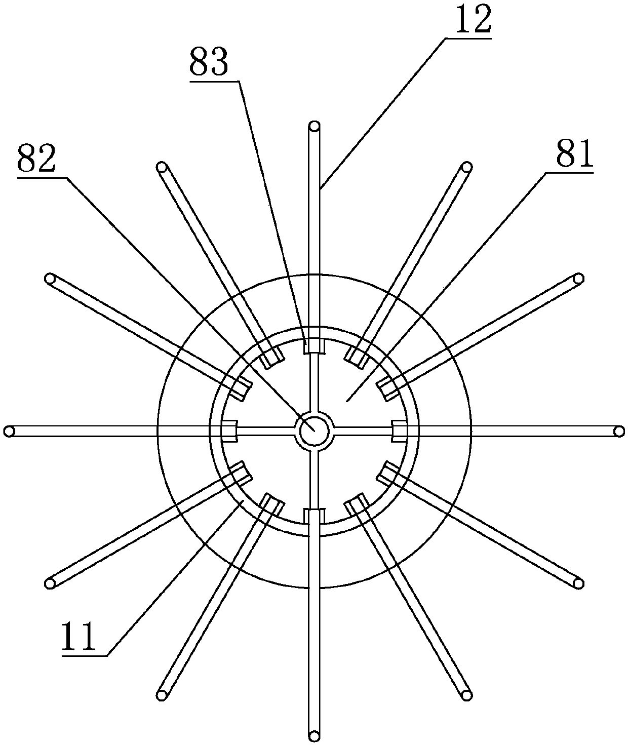 Straightening and bending welding device for frame spokes of safety net cover