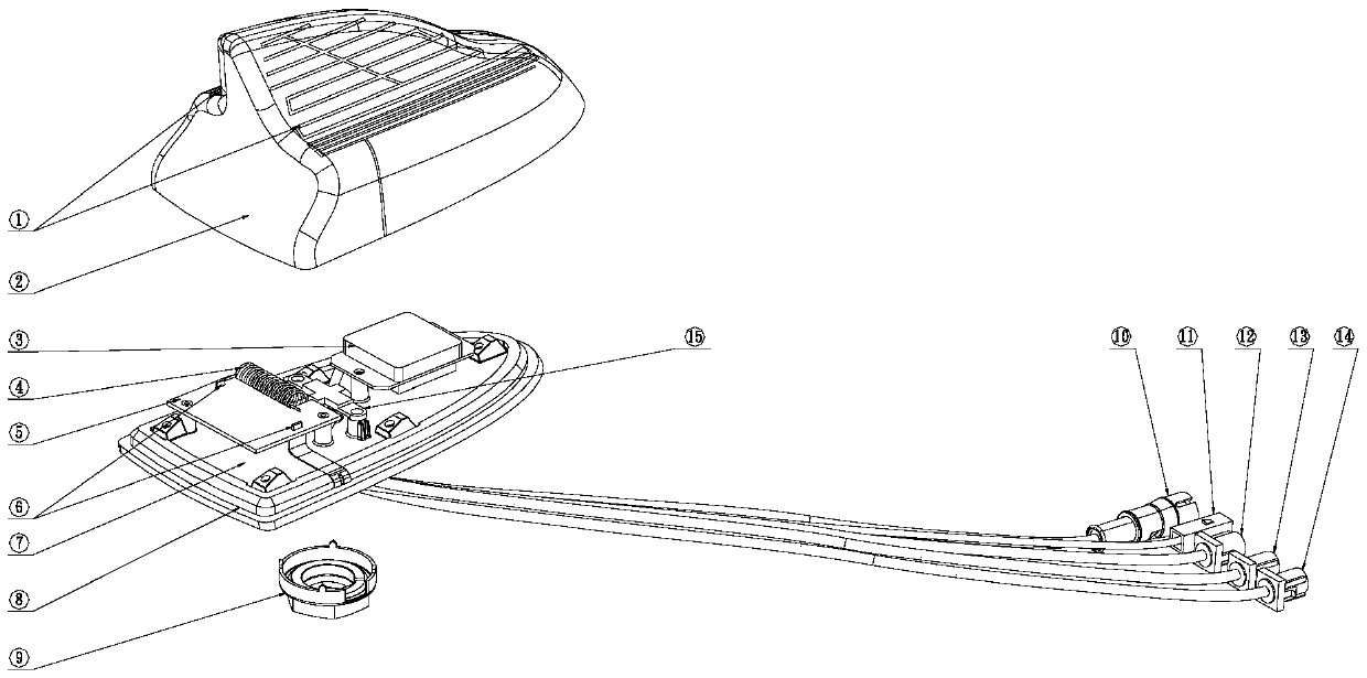 Fin-style vehicular antenna and method for producing same