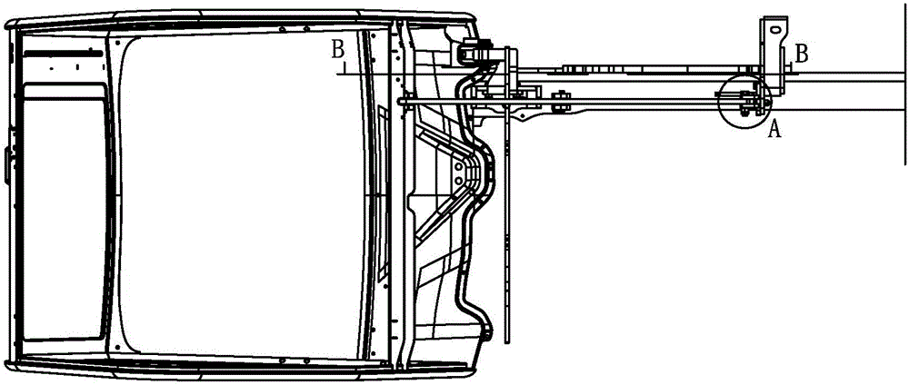 Forklift with cab capable of overturning forwards and method for reducing height of container loading of forklift