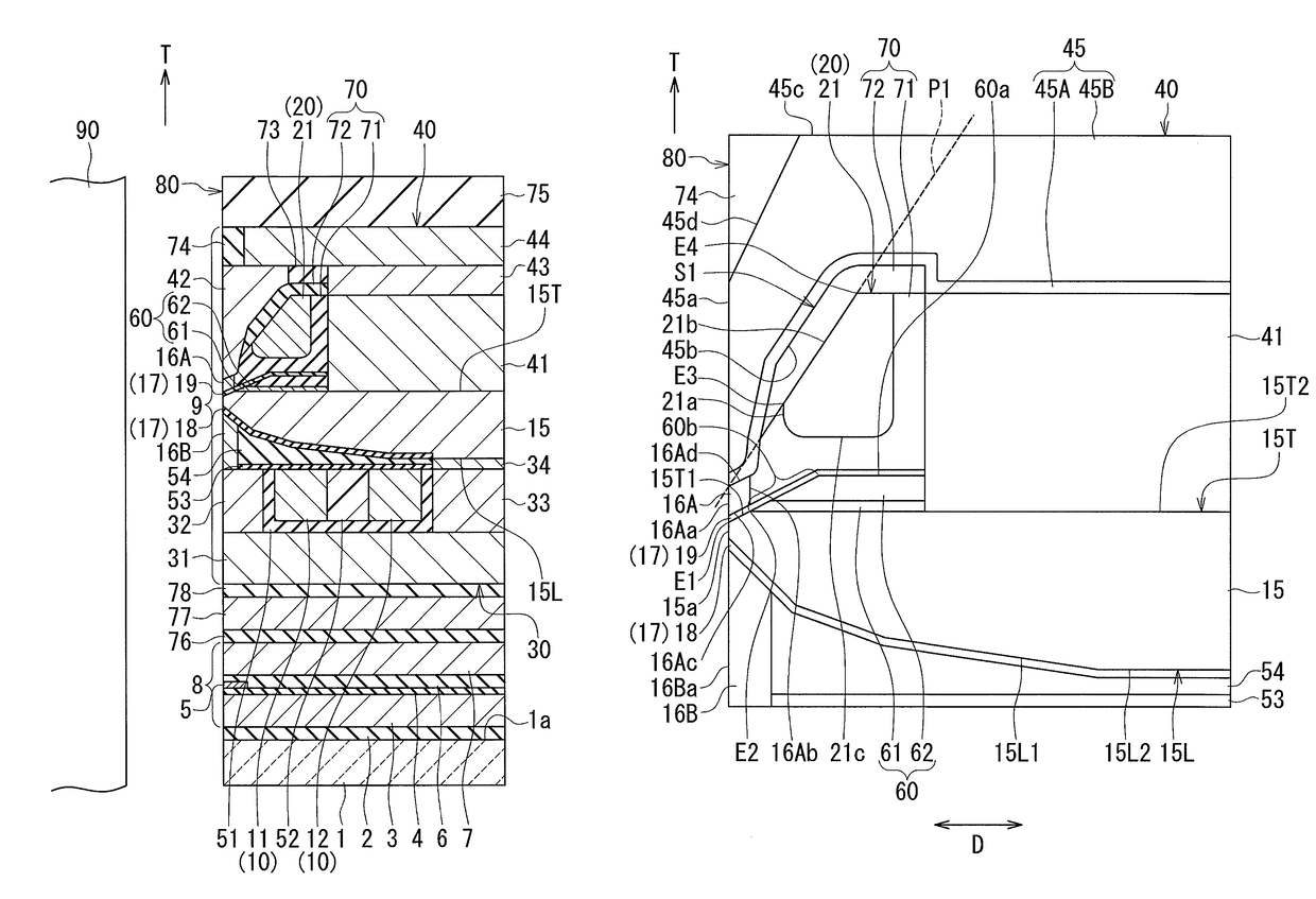 Magnetic head for perpendicular magnetic recording including a coil having an inclined surface