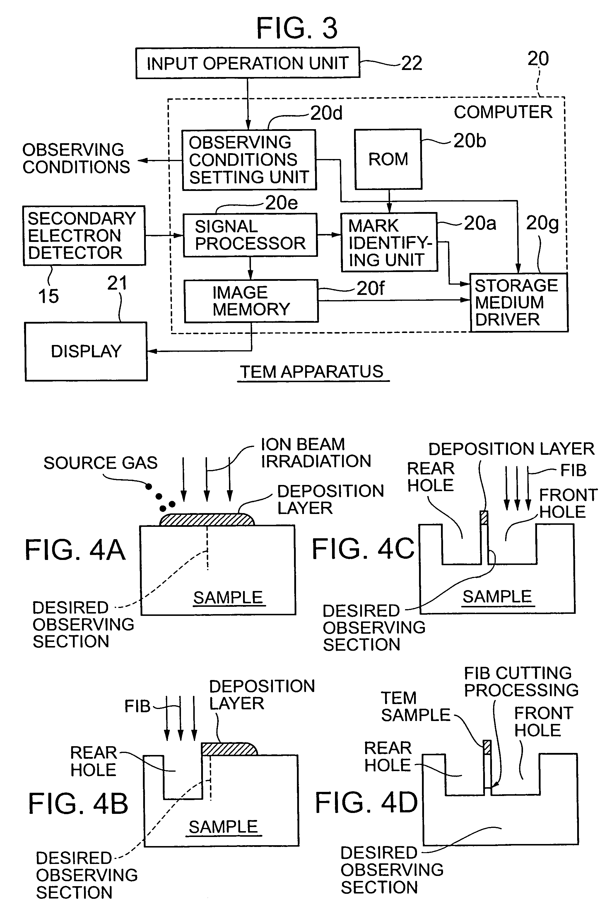 TEM sample equipped with an identifying function, focused ion beam device for processing TEM sample, and transmission electron microscope