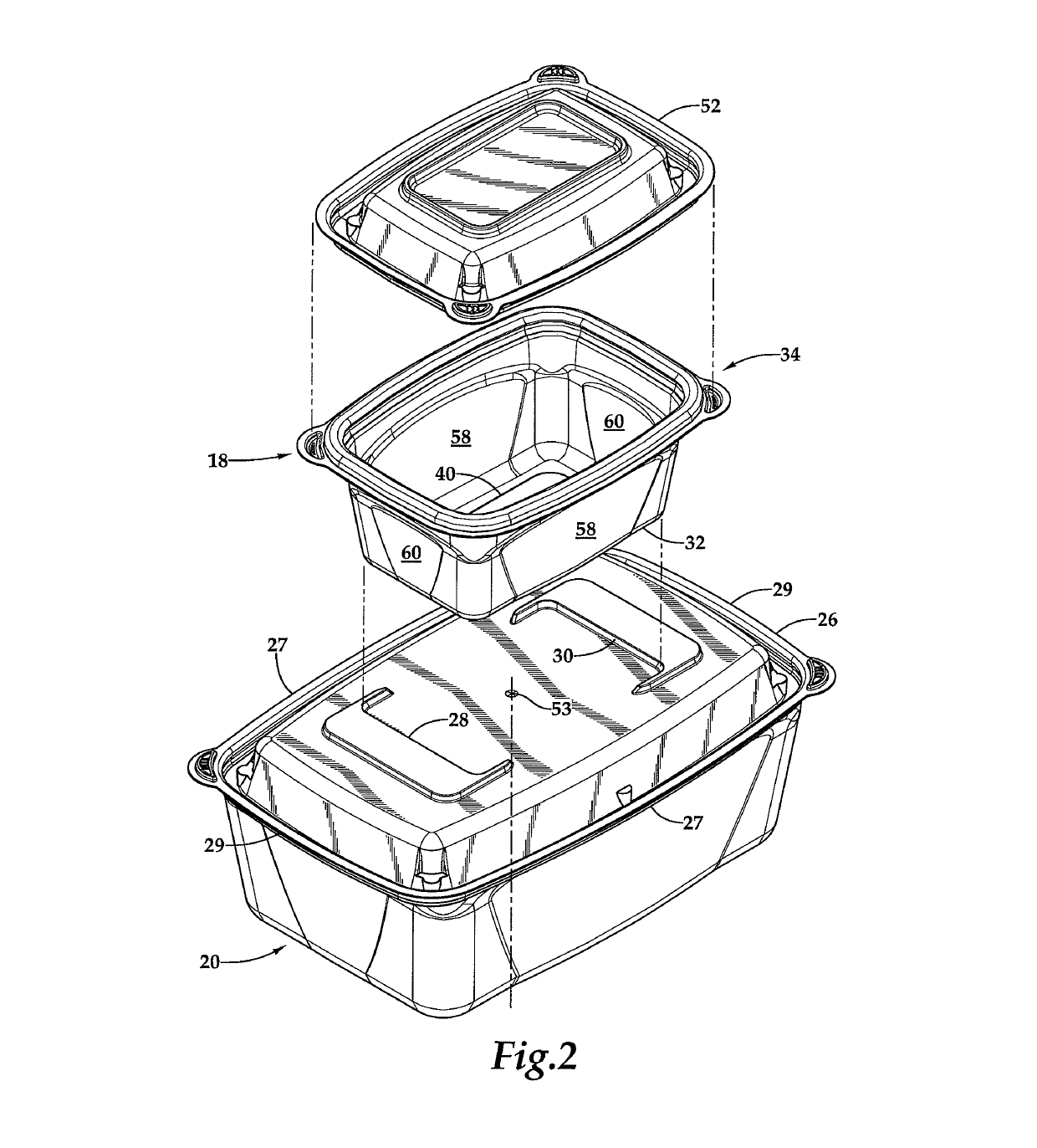 Container lid stackable with one or two smaller containers