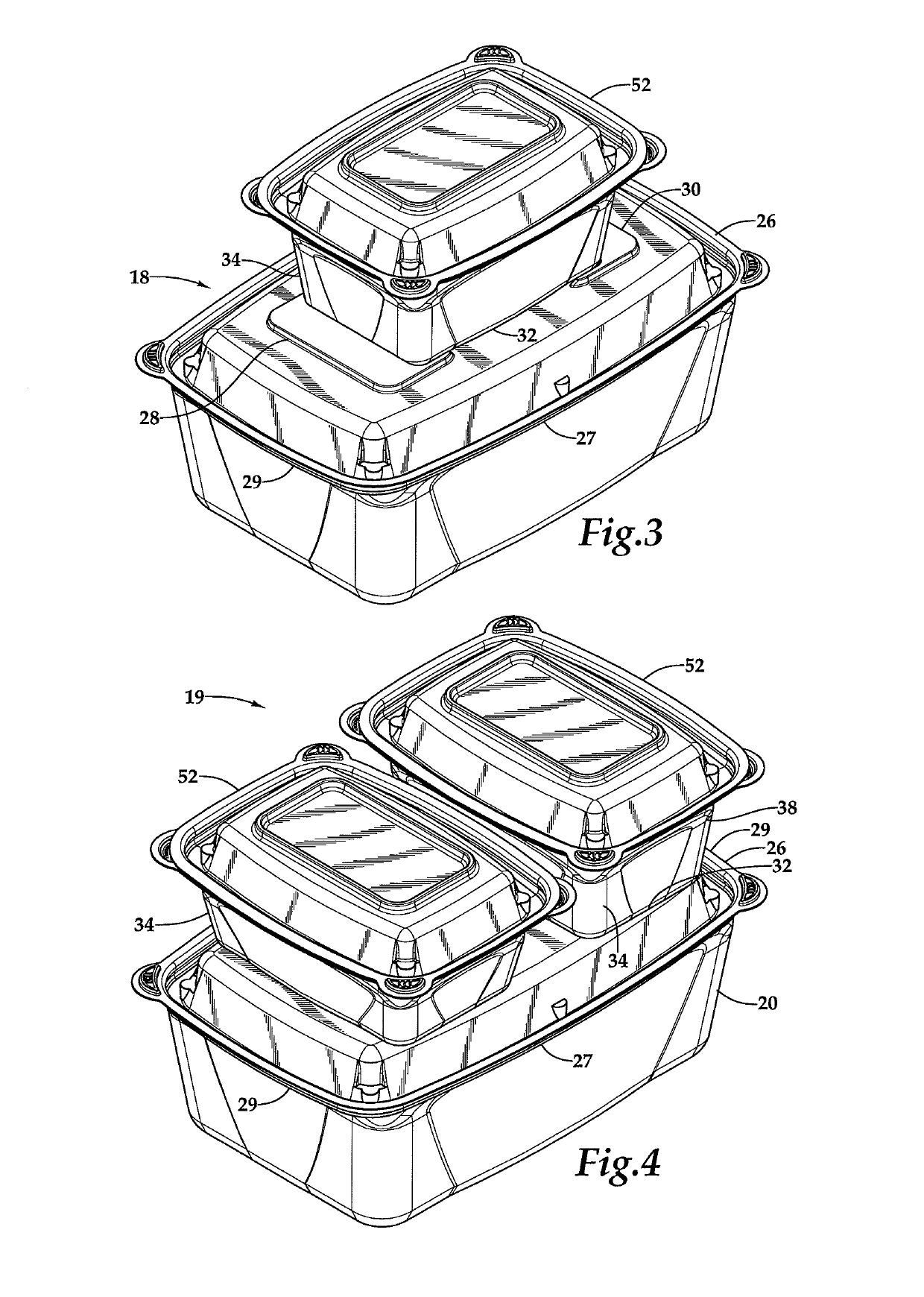 Container lid stackable with one or two smaller containers