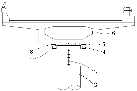 A bridge beam lifting system mounted on a pier