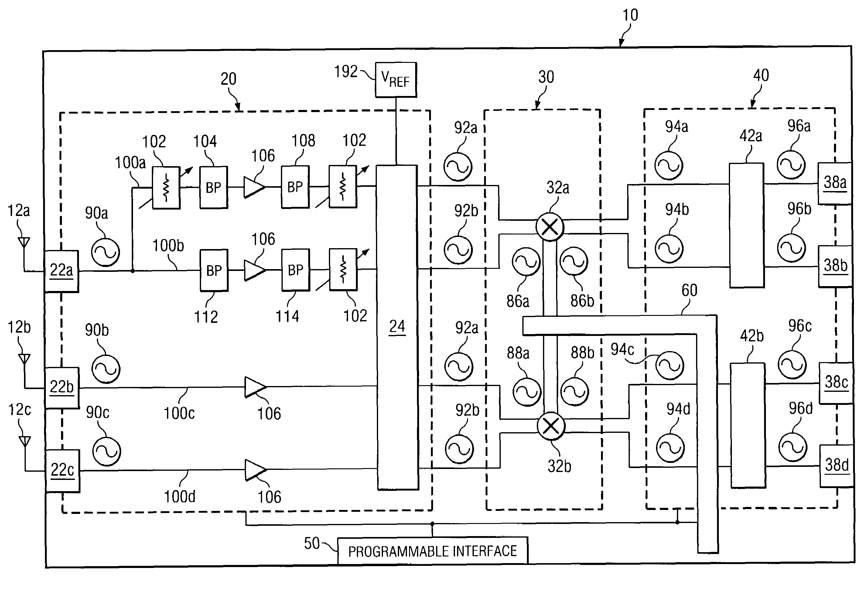 Radio-frequency tuner with differential converter