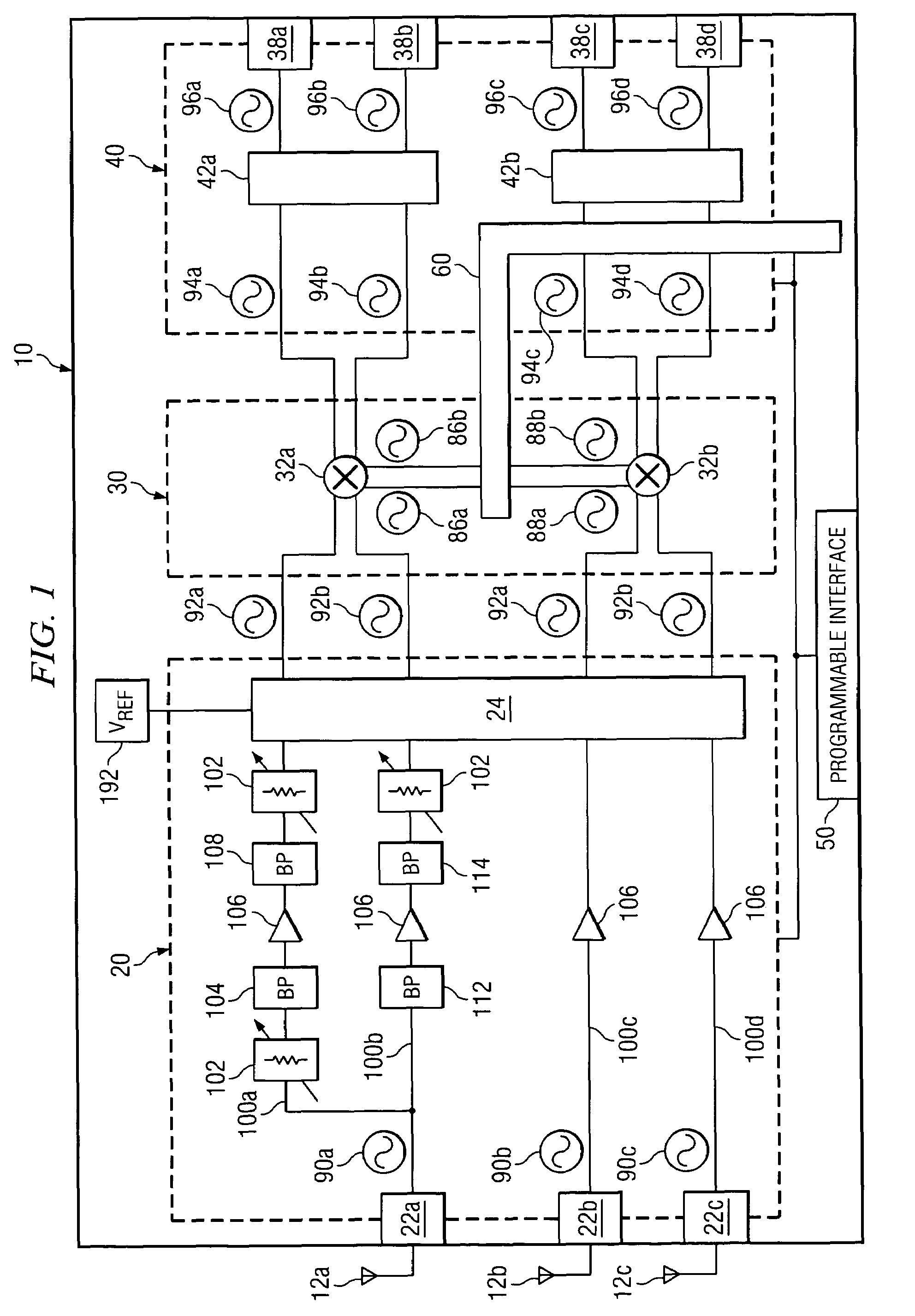 Radio-frequency tuner with differential converter