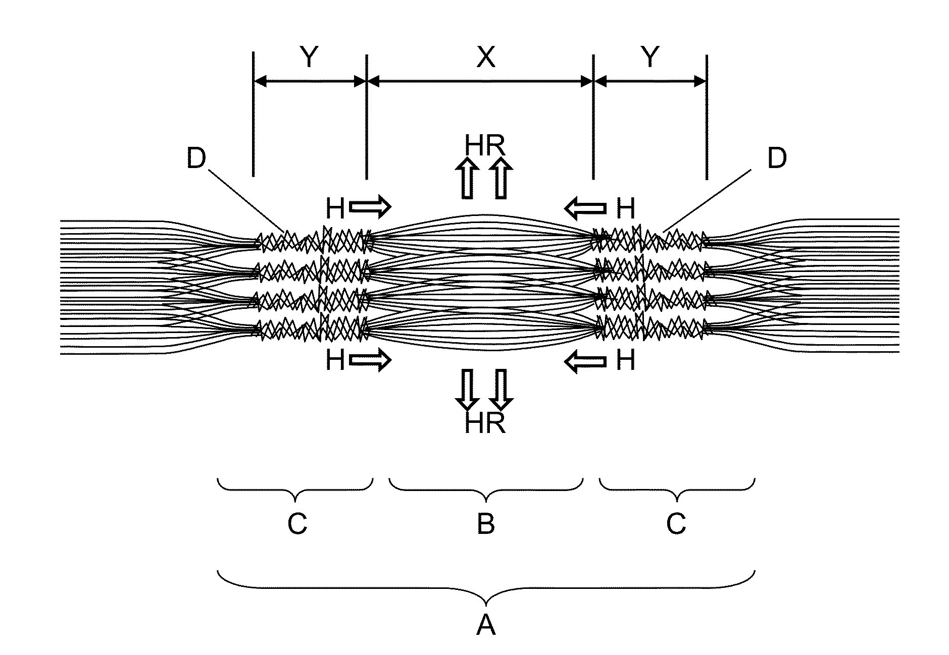 Fiber bundle with pieced part, process for producing same, and process for producing carbon fiber