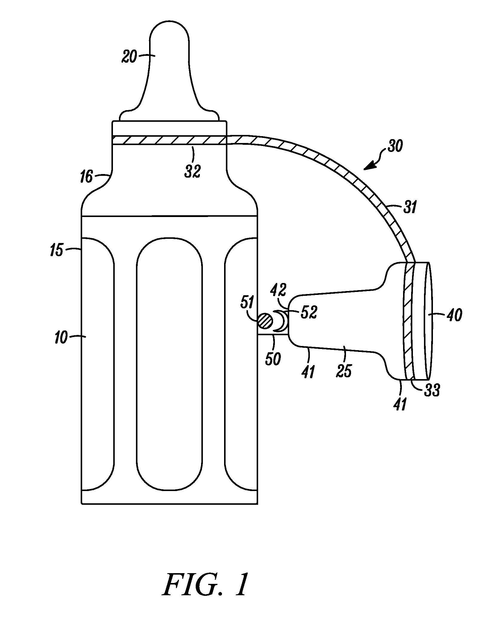 Baby bottle with cap attachment means