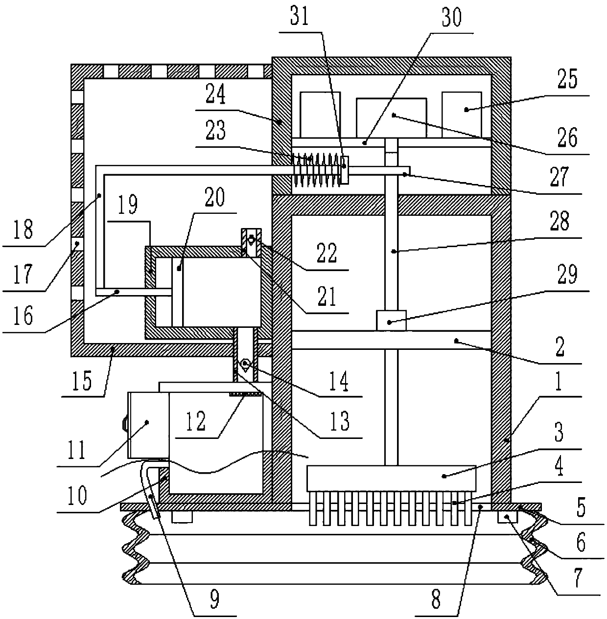 Sweeping device for underground lamp