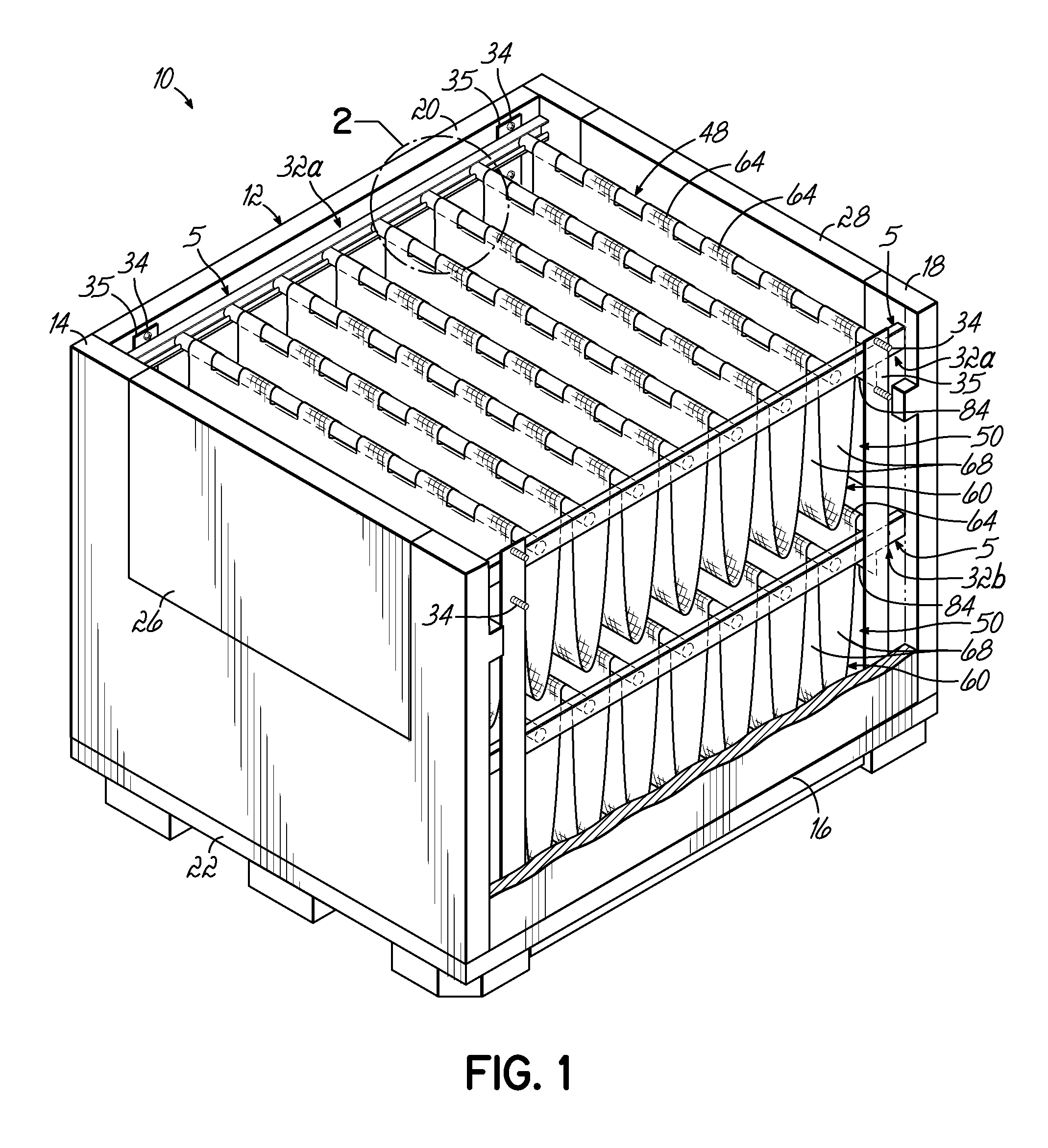 Container Having Sliding Support Assemblies For Supporting Dunnage