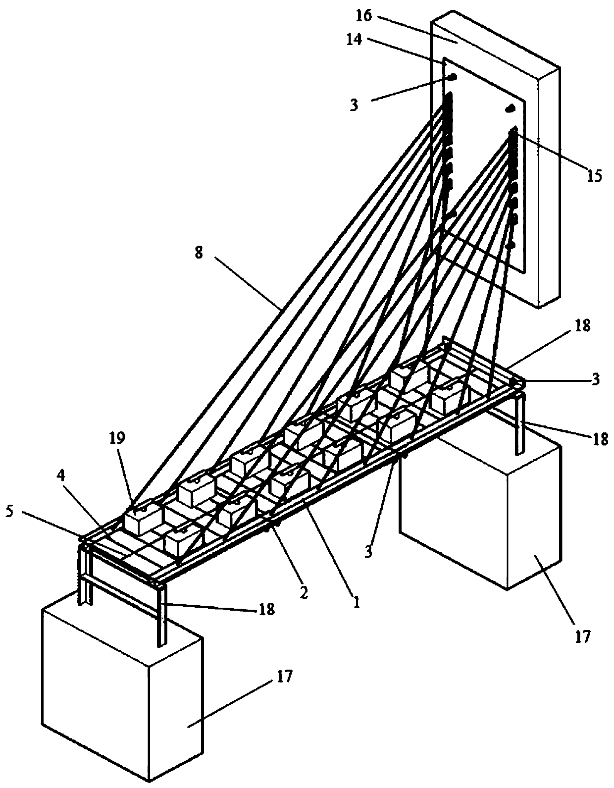 Device and method for simulating typical damage of cable-stayed bridge