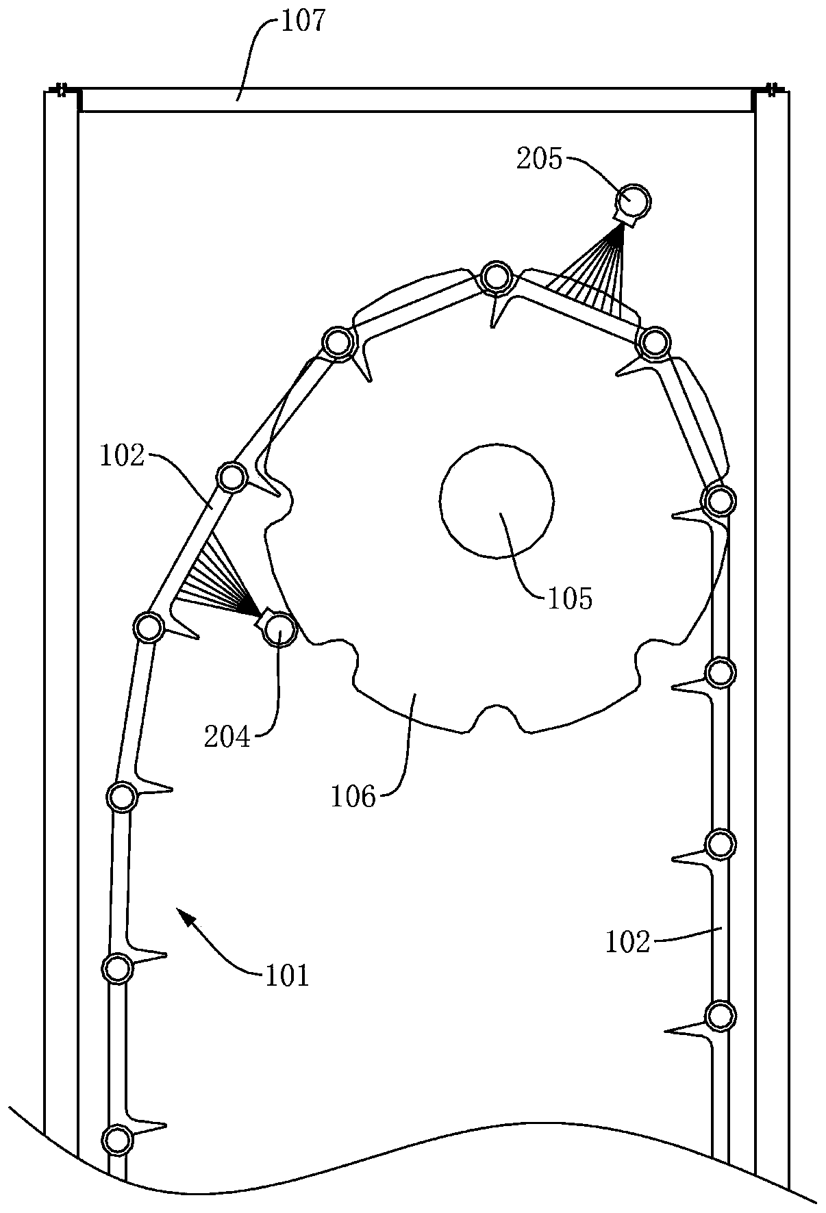 Flushing system, sewage treatment system and method for flushing screen plate