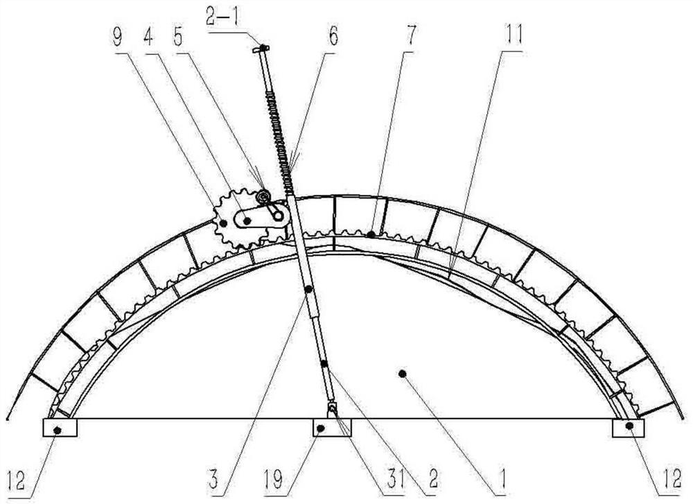 Greenhouse external heat preservation quilt crossing type paving and rolling device