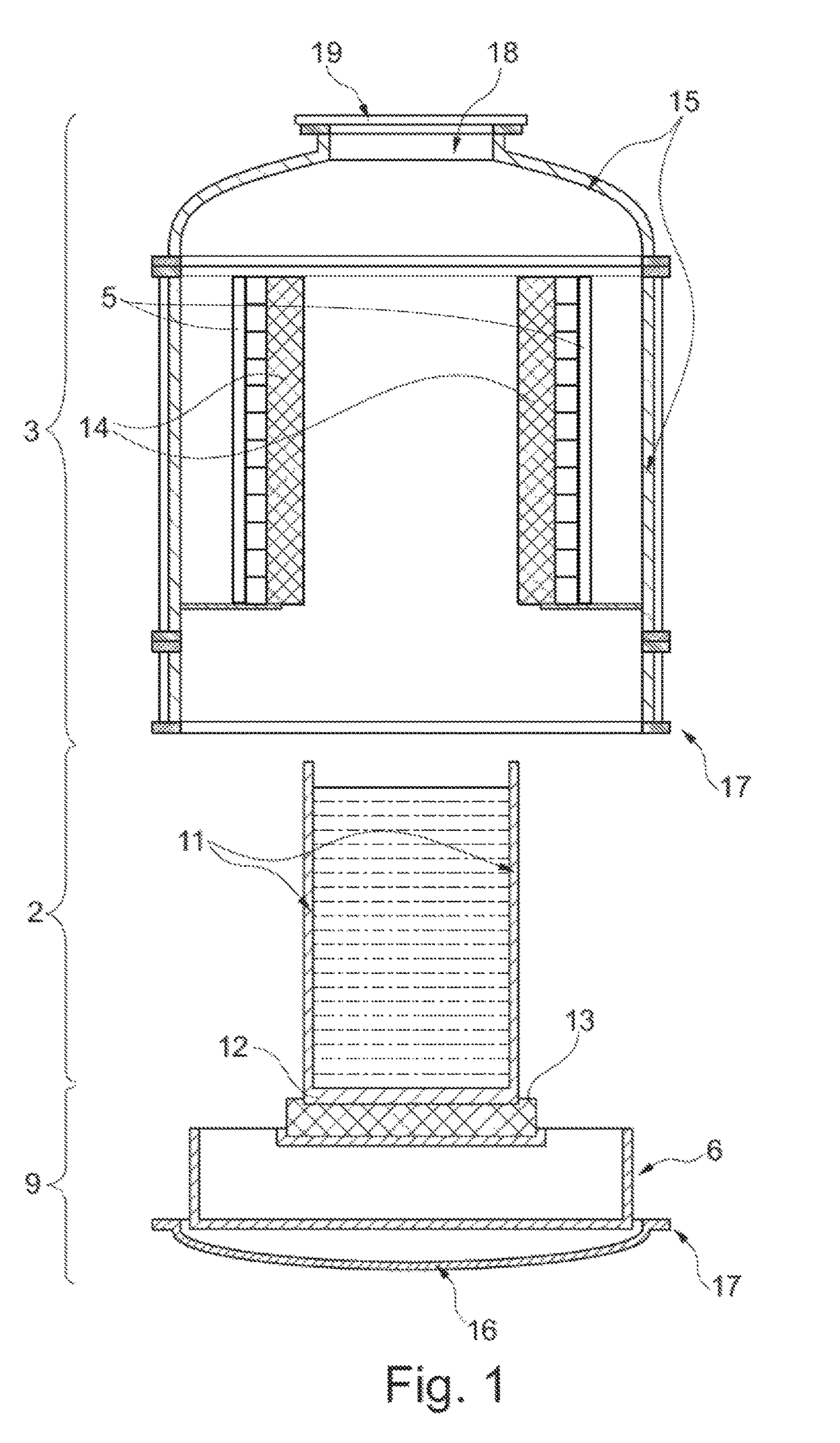 Melting device for consolidating contaminated scrap