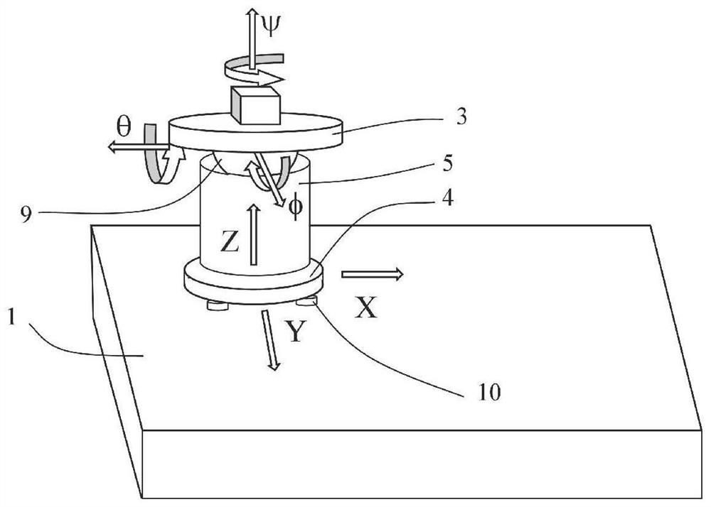 Self-adaptive six-degree-of-freedom air floating simulation test bench and calculation method thereof