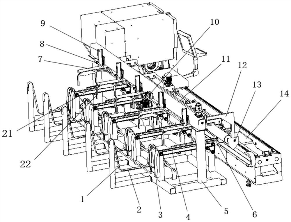 Pipe distributing and feeding method and device