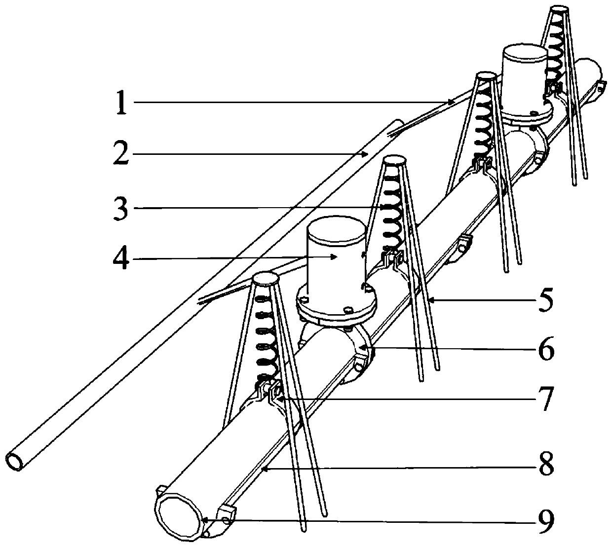 Vibration anti-blocking device and method for pneumatic conveying of concrete mortar