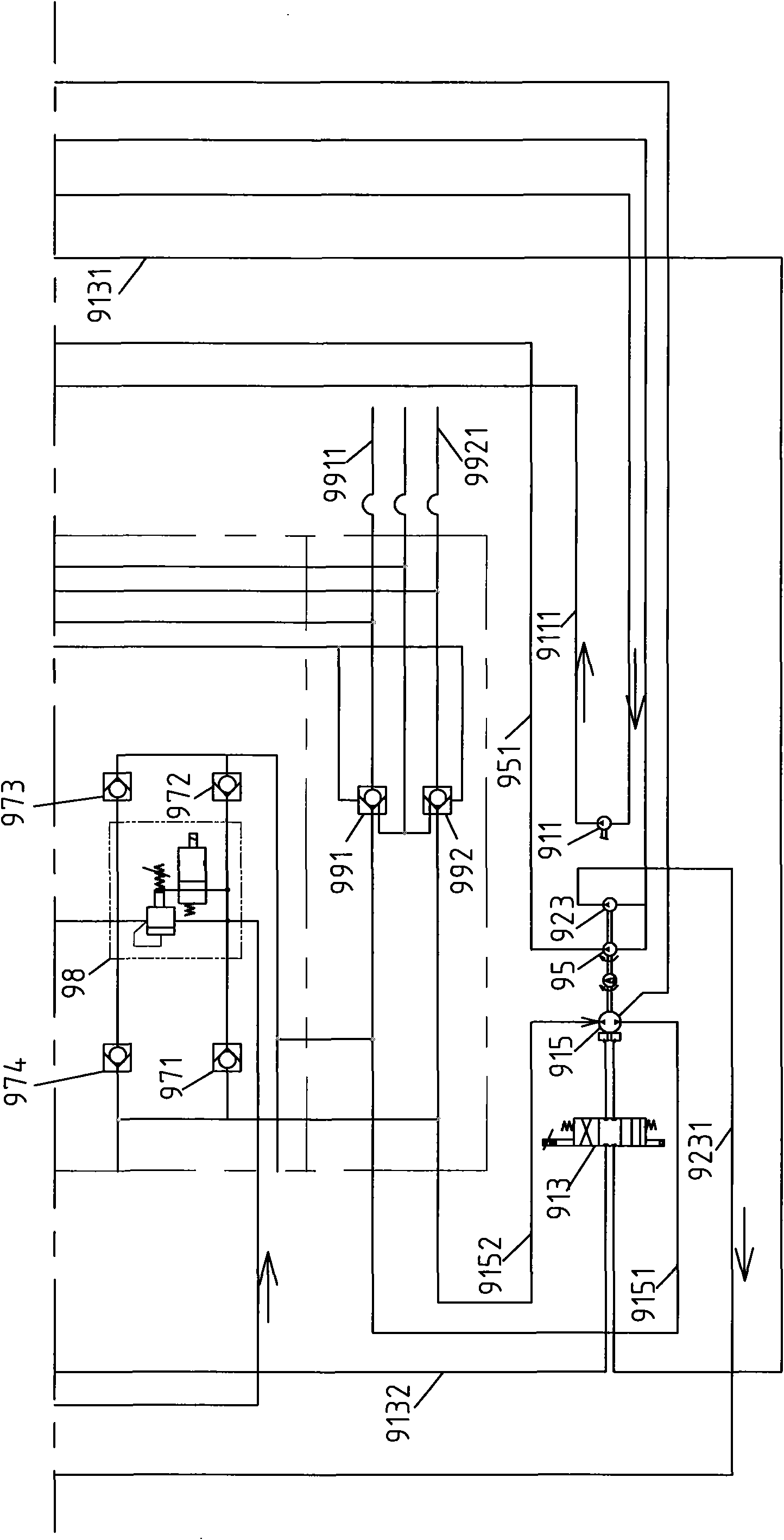 Hydraulic control system for fin stabilizer