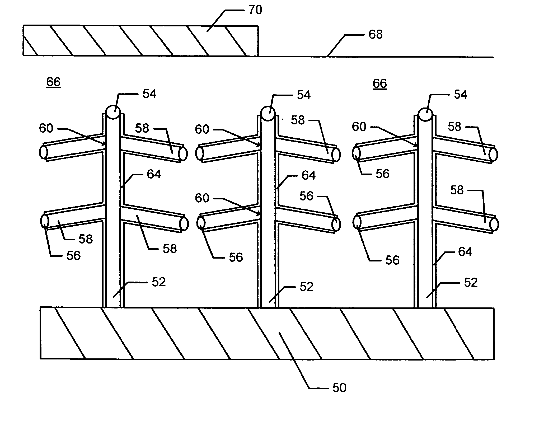 Nanostructures formed of branched nanowhiskers and methods of producing the same