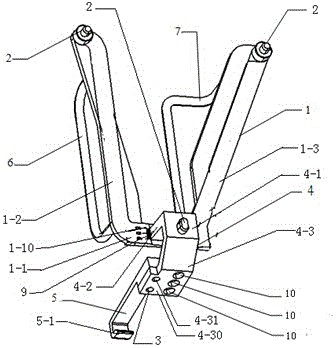 An auxiliary assembly tool for the lower arm of the middle door