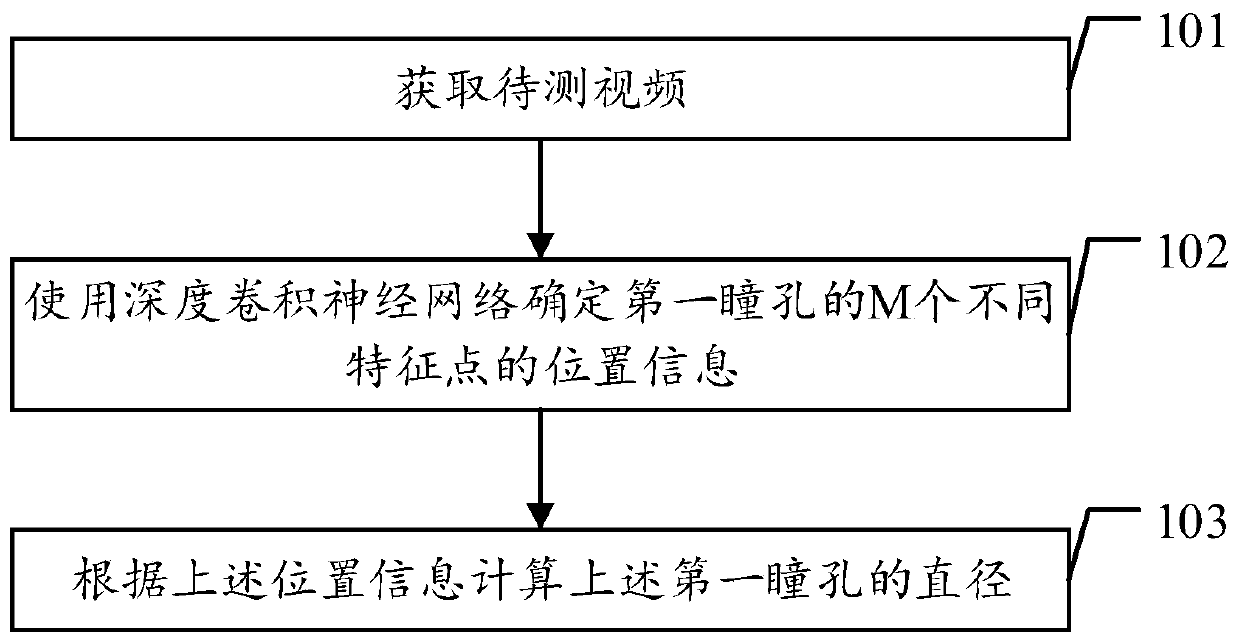 Pupil diameter measuring method and device and computer readable storage medium