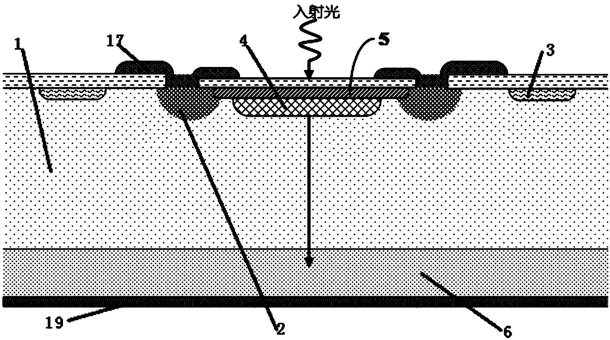 Near-infrared response photodetector of microlens trap structure and preparation method thereof